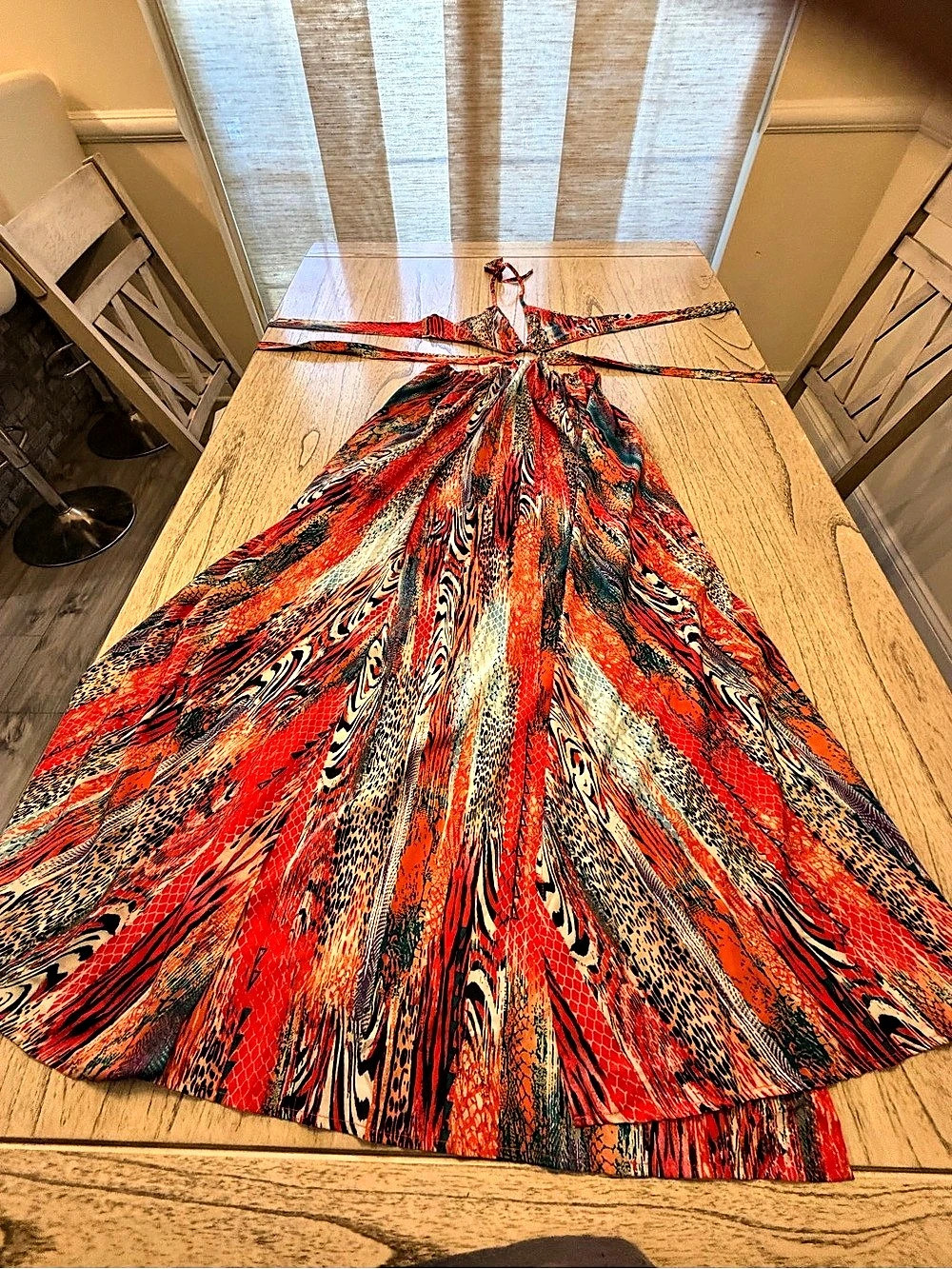 SHEIN Paisley Maxi Dress in Red & Black Size Large